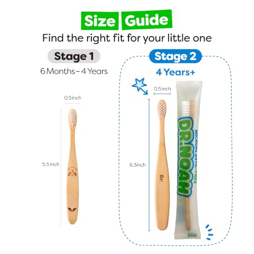 Image of Dr. Noah Microplastic-Free Bamboo Kids Toothbrush, Dentist Designed, Age 4+