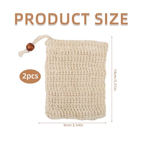 2 StüCk SeifensäCkchen,SeifensäCkchen für Feste Seife,NatüRliches Sisal Seifenbeutel, Schaumstoff, Seife NachfüLlbeutel, Seifensack, Kordelzug Massage Seifensack, SeifensäCkchen für Feste Seife