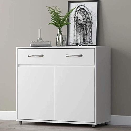 RASOO Buffet Cabinet Kitchen Cabinet Storage Sideboard Cabinet Cupboard Sideboard Buffet Kitchen Room (White-2 Doors and 1 Drawer)