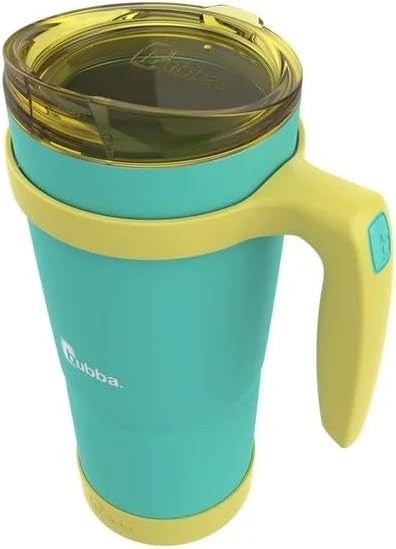 Bubba Envy S Vacuum-Insulated Stainless Steel Tumbler with Lid, 32 oz Removable Bumper and Handle Sweat Resistant and BPA-Free - Ideal for Work, Travel or Poolside - Island Lemon