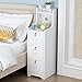 QLIGHA 20 cm Table de Chevet Chambre Ultra-étroit Moderne Simple Meuble de Rangement avec 3 Tiroirs avec Serrures et Étagère Ouverte Assemblé à la Main Table de Chevet
