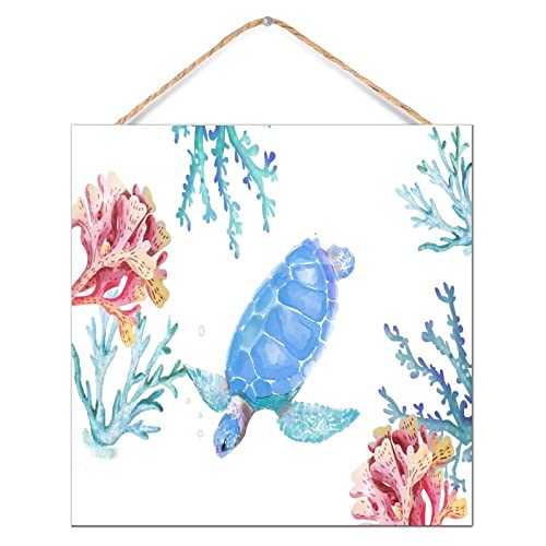 Décoration murale de bureau personnalisée en bois tortue thème océan rustique