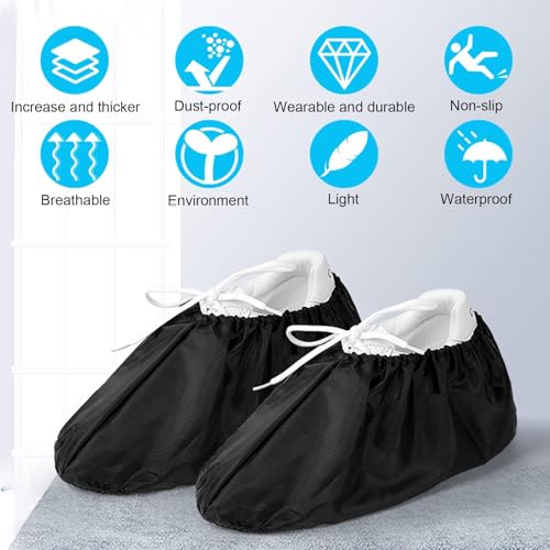 Image of 4 Pairs Shoe Cover, Waterproof Shoe Cover, Shoe Covers with Non-Slip Design, Black Color