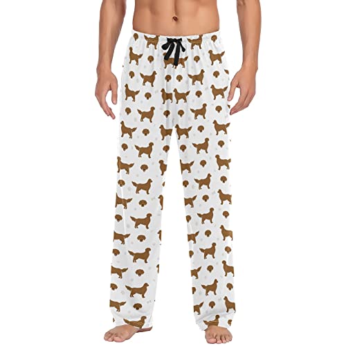 Mens Pajama Pants Dog Pattern Lounge Pants Super Soft Pajama Bottoms with Pockets,Golden Retriever Dogs