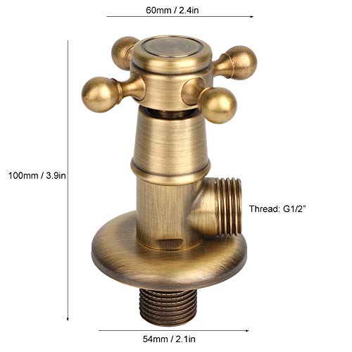Valve d'angle en cuivre universelle, robinet d'arrêt rétro durable chaud et froid