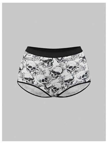 WDIRARA Women's 5 Pack Goth Graphic Panties Boyshorts Mid Rise Shorts Briefs Boxer3