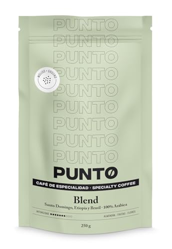 PUNTO - Café Especialidad - 250 g - 100% Café Arábica Molido - Latinoamérica y Etiopía - con Aroma Cítrico y Floral - Sabor Afrutado y Cuerpo Medio