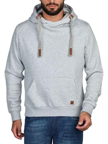 riverso Hoodie Herren Regular Fit RIVNiklas Kapuzenpullover Pullover Cross-Over-Kragen Grau L (L, Grey Melange Standard 1 (BJD))