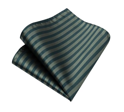 Image of Enlision Ties for Men Plaid Stripe Tie Handkerchief Woven Classic Formal Necktie Pocket Square Clip Set