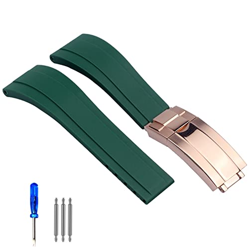 KLVN Correa de reloj de goma para Rolex Tudor pulsera negro azul verde impermeable silicona relojes pulsera 20 mm 21 mm, 20mm, Ágata