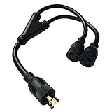 Parkworld 885187 Splitter L6-20 Plug to (2) L6-20 Receptacle, L6 Twist Lock 3-Prong 20 AMP Y Adapter...