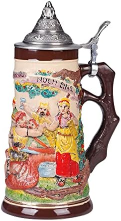 1.0L Beer Stein with Matel Pewter Lid Stanley Steel Germany Oktoberfest Tankard Eagle Bierkrug Drinking Glass Horn Coffee Mug Beer Stine Mug for Men for Beer for Can at Christmas
