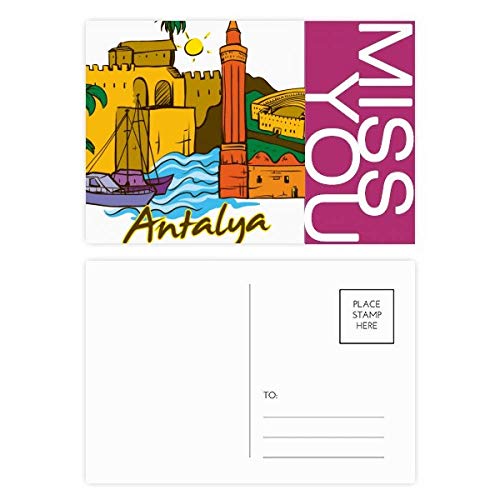 Cartes postales Merci aquarelle Turquie Antalya Burdur lot de 20 illustrations multicolores