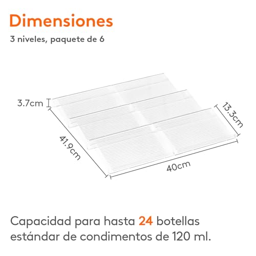 Miniatura 2 de Lifewit Organizador Especias Cajon Especieros Para Cocina, Organizador De Tarros De 24 Condimentos Para Almacenamiento De Cocina, Encimera, Armario, Estante, 3 Niveles, Juego De 6, Transparente