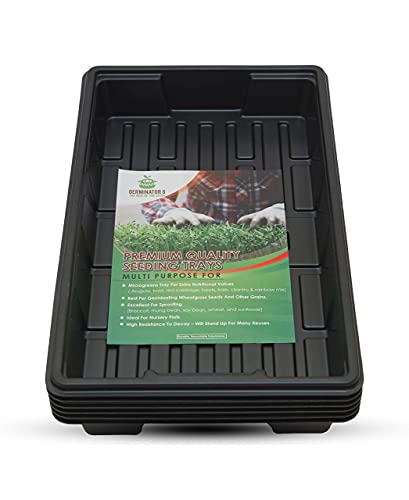 Germinator 6 Pack Premium Quality Seedling Trays, Microgreens Growing Trays, No Drain Holes, Heavy Duty, Durable Plastic, 1.5Mm Thick, Plants Drip Tray, Best For Sprouting Vegetables And Wheatgrass #TOP4