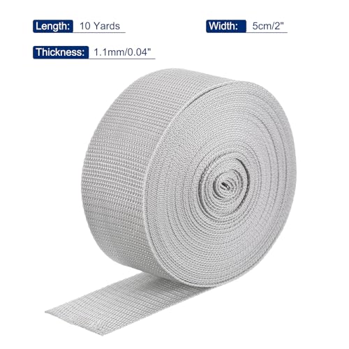 Image of MECCANIXITY Lightweight Polypropylene Webbing Strap 2 inch 10 Yard Backpack Strapping Band Pale Grey for Outdoor Luggage Cargo Straps