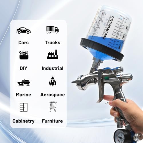 Image of Disposable Paint Spray Gun Cup, Paint Mixing Cups System for HVLP and LVLP Paint Spray Gun, 6 Ounce (200ML) Kit, 50 Cups Liners and Lids System, 1 Hard Cup, 1 Collar with 20 Plugs