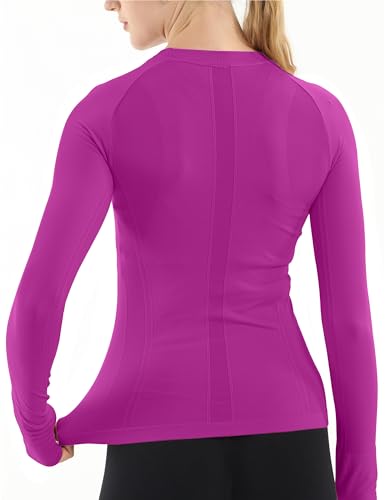 Image of MathCat Seamless Workout Shirts for Women Long Sleeve Yoga Tops Sports Running Shirt Breathable Athletic Top Slim Fit XS-XL