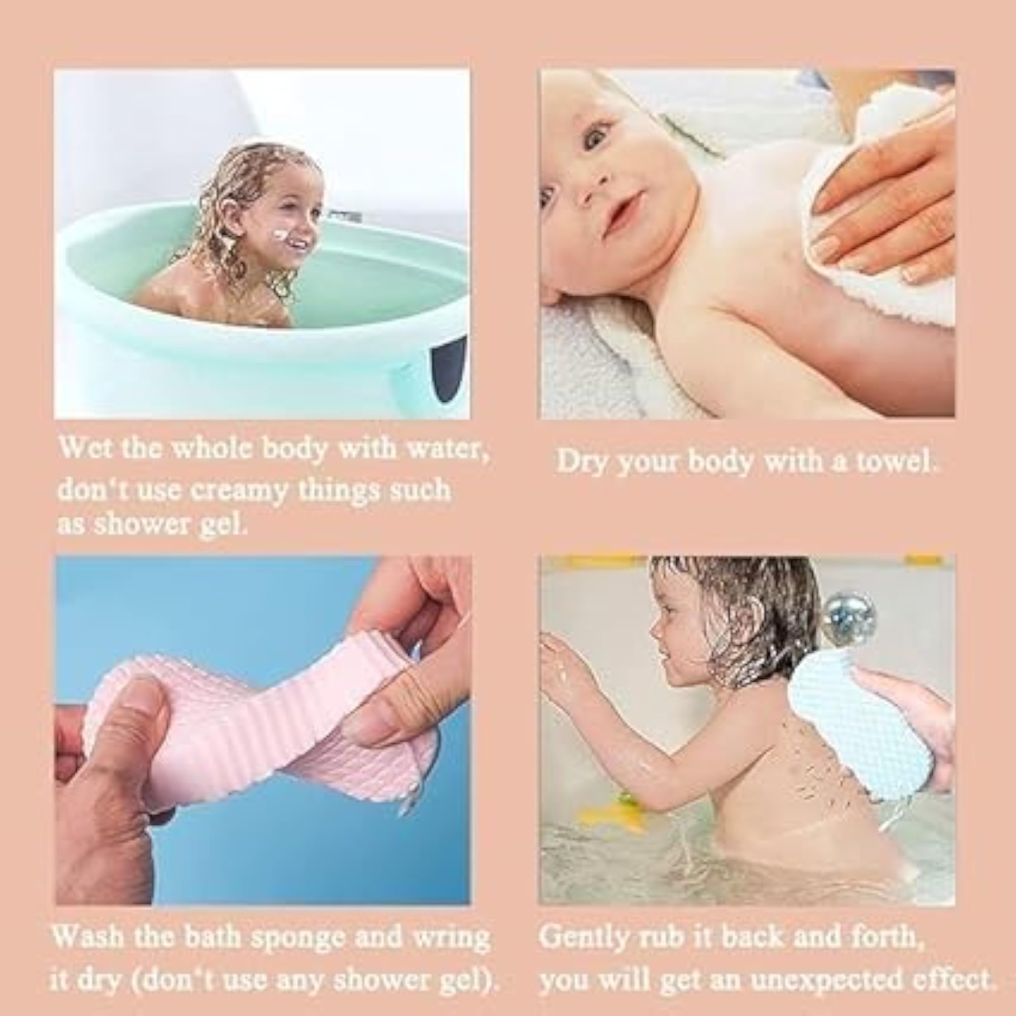 3D Exfoliating Bath Sponge, Ultra Soft Body Scrubber
