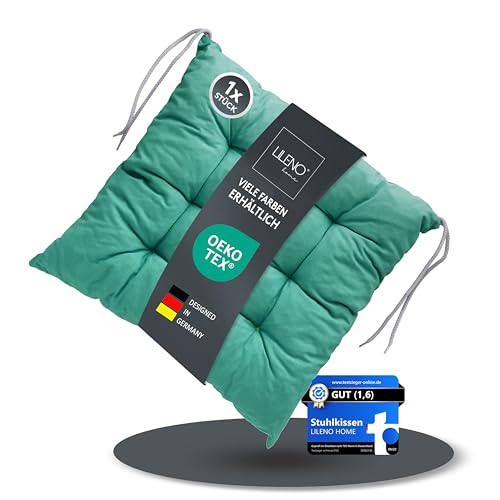 LILENO HOME 1er Set Wende Stuhlkissen Türkis-grün (40x40x6 cm) -...