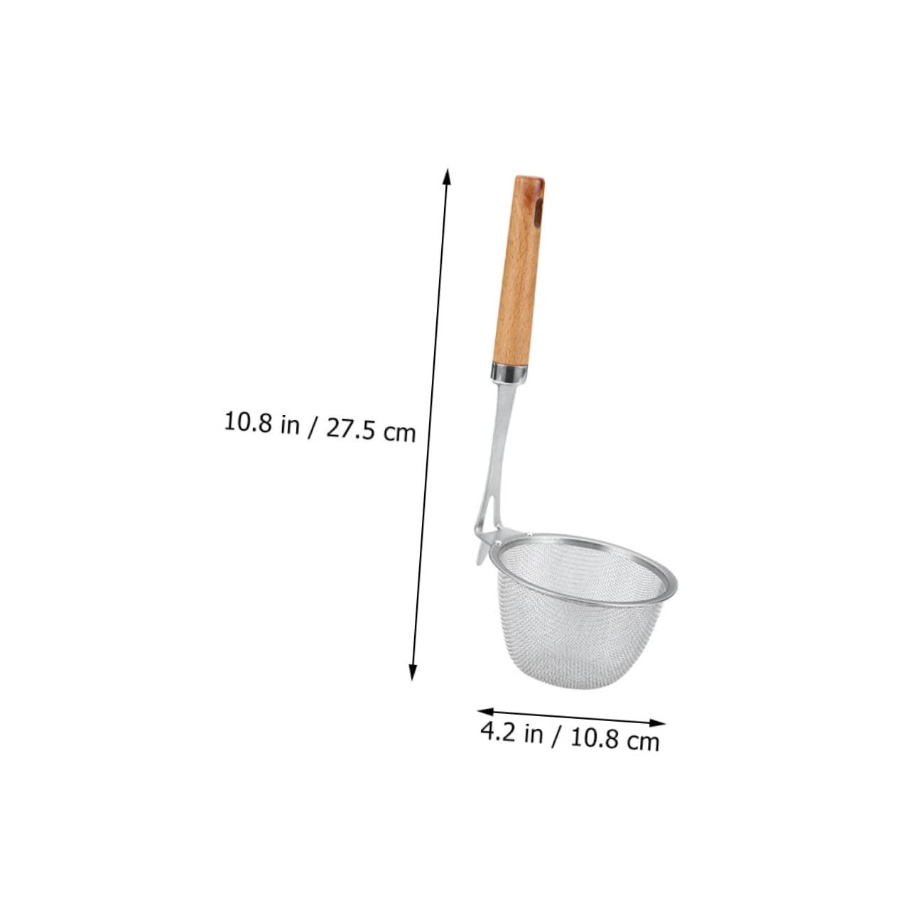 Colador de Fideos con Mango de Madera Colador Multiusos de Acero Inoxidable Resistente y Ligero para Cocina Filtro de Alimentos Seguro y Práctico para Pasta y Verduras