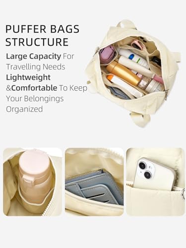Image of WESTBRONCO Small Puffer Crossbody Bags for Women, Mini Puffy Quilted Gym Bag Lightweight Tote Bag with Zipper Compartments