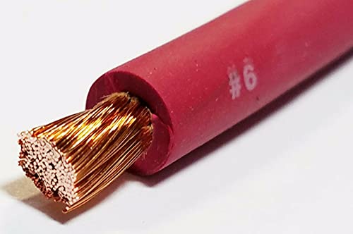 10 fT 6 Gauge EXCELENE AWG EPDM 105c Welding Cable RED Made in USA