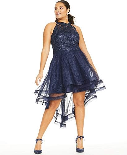 فستان نسائي ماركة تي ال سي قل نعم للحفلة الراقصة مرصع بالتر بلون أزرق داكن مقاس 16 كحلي، 46