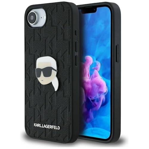 CG Mobile Karl Lagerfeld Monogram Karl Head Pin Coque pour iPhone 16e (Noir)