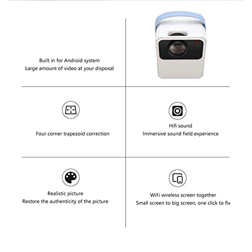 Mini Portátil, Projetor para Android TV Nativo 1080P e 4K Suporta 10.000+ Apps Com WiFi e Bluetooth