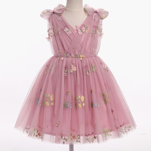 Image of IMEKIS Toddler Kids Girls Butterfly Dress Sparkle Sequins Tulle Wedding Formal Birthday Dresses 2-10T