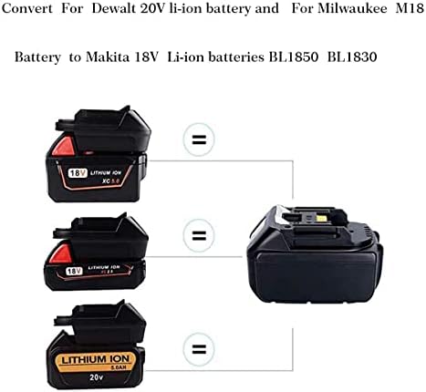 DM18M Battery Adapter Compatible with Makita 18V Li-Ion Battery, Battery Power Tools Adaptor Convert Compatible with Dewalt 18V 20V XR for Milwaukee 18V Battery to MAK 18V Tools,with USB Port