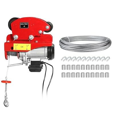 BEAMNOVA 1 Ton Electric Hoist 110-120v Overhead Engine Lift with Line 4.92 Ft Remote Control + Upgraded Manual Trolley + 5mm Stainless Steel Cable