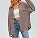 Ladies Pocket Shirt Solid Color Casual Loose Long Sleeve Knit Top Woman's Summer Tops (Khaki, XXL)