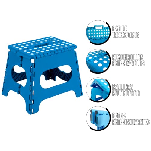 Acan Tradineur - Taburete Plegable Multiusos - PVC - Antideslizante - Altillo para Baño o Cocina - Reposapiés - Máx. 150 kg (Blanco - 39 x 22 x 29 cm) - imagen 4