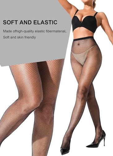 Image of VOAKOW Fishnet Stockings Womens High Waist Fishnet Tights Mesh Stockings For Women
