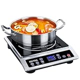 OSTBA 1800W Commercial Induction Cooktop, 10' Heating Coil Countertop Induction Burner, 10 Power Levels & 120–460°F Temperature Control, 3H Timer, Keep Warm, ETL Certified