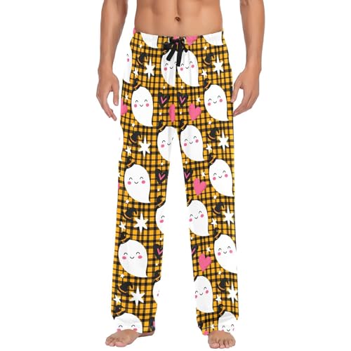 Cartoon Spirits Men's Cotton Pajama Pants with Pockets and Drawstring Comfortable and Stylish,S2