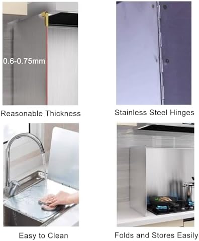 Foldable 3-Sided Stainless Steel Splatter Guard - Kitchen Oil Shield & Grease Protector, Essential Cooking Accessory to Keep Your Stove Top Clean
