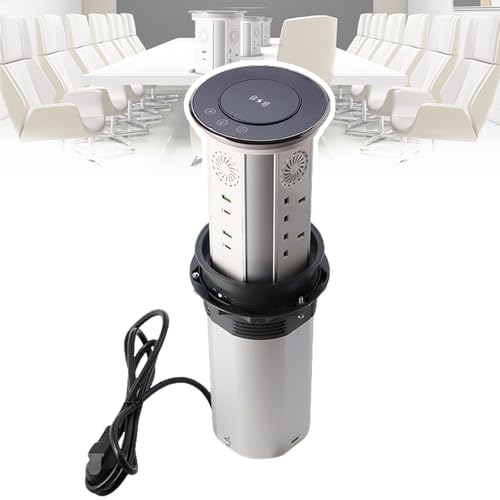 Enchufe Empotrable Mesa, Regleta Empotrable, Controlable Mediante AplicacióN con Carga Inalámbrica 15W, Torre Enchufes Vertical con USB-C & Altavoz Bluetooth para Cocina Oficina Hogar 6sockets
