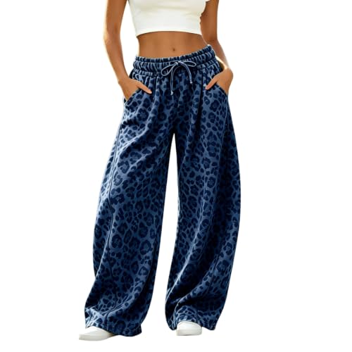 Women Leopard Pants Baggy Fall Wide Leg Sweatpants Lounge Y2K Sweat Pants - image 1