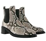 Echtleder AGL Attilio Giusti Echtleder-Stiefel schicke Damen Schlangenoptik-Boots mit Schwerer Sohle Schuhe Stiefeletten Schwarz/Grau, Größe:36
