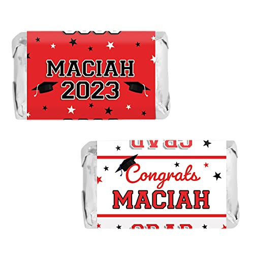 Distinctivs Personalized Graduation Mini Chocolate Candy Bar Wrapper Labels, Grad Party Favor Stickers - Class Of 2023-45 Stickers (Red) #TOP10