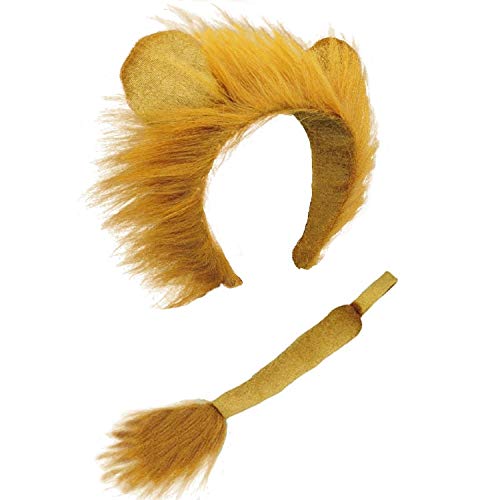 image for Feacole Lion Ears and Tail Set - Animal Themed Costume Headwear - For 