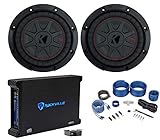 KICKER 2 Kicker 48CWRT82 COMPRT8 1200W 8in Car Subwoofers Bundle with Rockville dB13 3000 Watt Peak750w CEA Rated RMS Mono 2Ohm Amplifier Car Amp&Rockville RWK41 Wiring Installation Wire Kit(3Items)