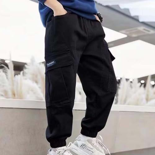 Cargo Pants for Teen Boys Casual Elastic Waist Guard Pants Baggy Straight Leg Workout Joggers with Pocket2