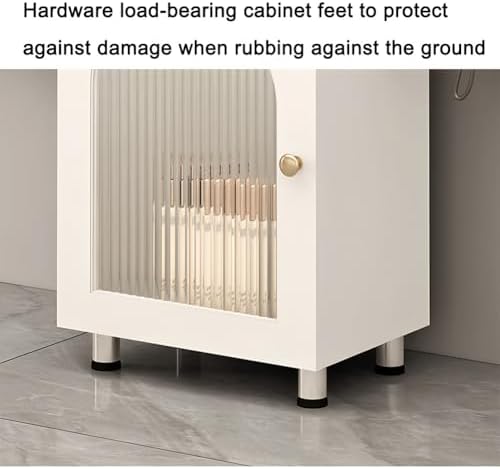 White Hair Storage Cabinet with Glass Door & Dryer Holder, Salon Barber Station Organizer with Drawer, Beauty Spa Tattoo Storage Unit (37x30x85cm)