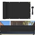 Bynbbur 3'x10' Balcony Privacy Fence Deck Fence Cover with Grommets UV Block Shade Cloth for Apartments Railing, Patio, Backyard, Porch, Deck, Cable Zip Ties Included(Black)