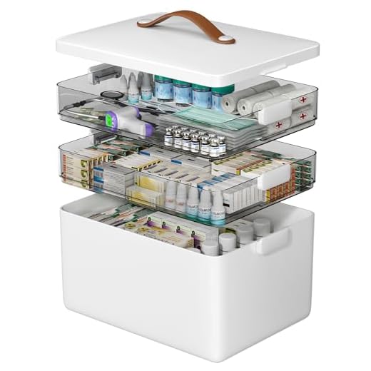 CTIME 3-Tier Medicine Organizer - Portable Medicine Cabinet with Leather Handle, Empty First Aid Kit for Home