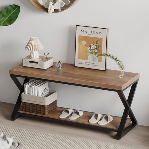 IBF Banc d'Entrée Chaussures en Bois et Métal avec Rangement et Sièges Intérieur pour Hall d'Entrée Couloir Salon Salle à Manger 100cm Claire